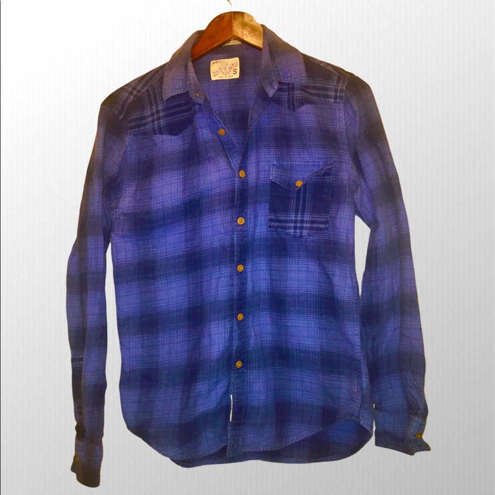 Lucky Brand Blue California Fit Long-Sleeve Button-Up Flannel Western Shirt